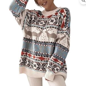 Womens Fair Isle Christmas, Winter, Pullover Sweater Size Xlarge